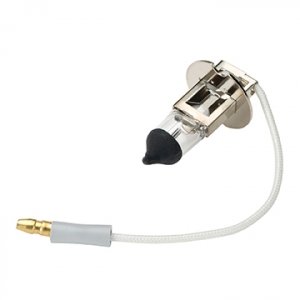 9377 - Belmont ECO light bulb, w/black tip,  12 volt / 55 watt  bullet type contact